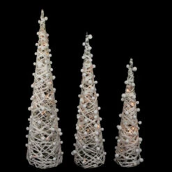 Northlight LED Lighted Glittered Cone Tree Christmas Decorations - 39.25" - White - Set Of 3 7 Northlight LED Lighted Glittered Cone Tree Christmas Decorations - 39.25" - White - Set Of 3 -Northlight Sale Store northlight h36267 1 on20black 19188.1672391746
