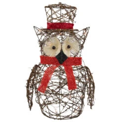 Northlight Lighted Glitter Rattan Owl Outdoor Christmas Decoration - 21" - Clear Lights