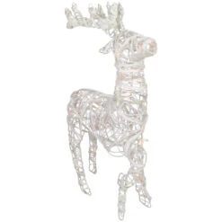 Northlight Glittered Rattan Reindeer Outdoor Christmas Decoration - 30" - White - Clear Lights -Northlight Sale Store northlight h85108 1new 16728.1670402938