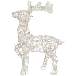 Northlight Glittered Rattan Reindeer Outdoor Christmas Decoration - 30" - White - Clear Lights -Northlight Sale Store northlight h85108 4new 24080.1670402938