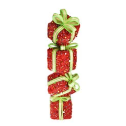 Northlight Lighted Candy Stacked Gift Box Tower Outdoor Christmas Decoration - 34" - Clear Lights