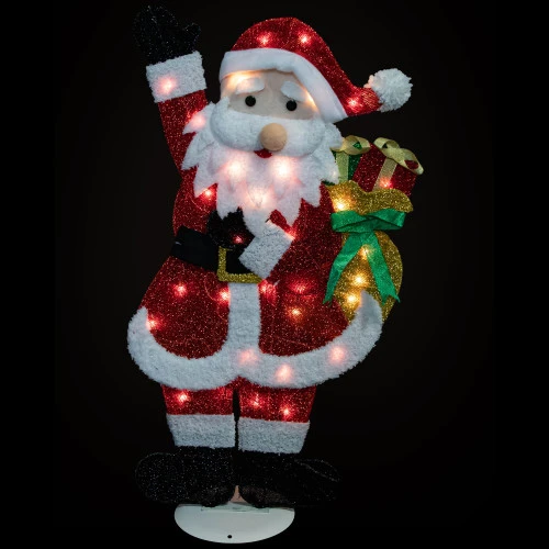 Northlight 32" Red And White Lighted Waving Santa With Gifts Christmas Outdoor Decoration 7 Northlight 32" Red And White Lighted Waving Santa With Gifts Christmas Outdoor Decoration - Image 7