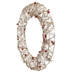 Northlight 18" Pre-Lit Champagne Gold Glittered Rattan Berry Artificial Christmas Wreath - Clear Lights -Northlight Sale Store northlight h85239 2 33149.1669192839