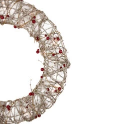 Northlight 18" Pre-Lit Champagne Gold Glittered Rattan Berry Artificial Christmas Wreath - Clear Lights -Northlight Sale Store northlight h85239 3 06017.1669192840
