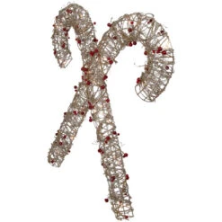 Northlight 25" Lighted Champagne Gold Glittered Rattan Double Candy Cane Christmas Outdoor Or Window Decoration -Northlight Sale Store northlight h85241 3 41834.1674121144