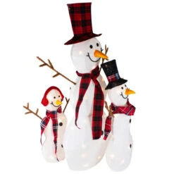 Northlight Lighted Tinsel Snowmen Family Christmas Outdoor Decorations - Clear Lights - Set Of 3 -Northlight Sale Store northlight h92299 2 34230.1665610437