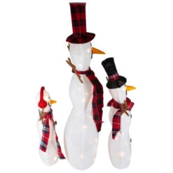 Northlight Lighted Tinsel Snowmen Family Christmas Outdoor Decorations - Clear Lights - Set Of 3 -Northlight Sale Store northlight h92299 3 89519.1665610437