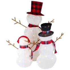 Northlight Lighted Tinsel Snowmen Family Christmas Outdoor Decorations - Clear Lights - Set Of 3 -Northlight Sale Store northlight h92299 4 30063.1665610437