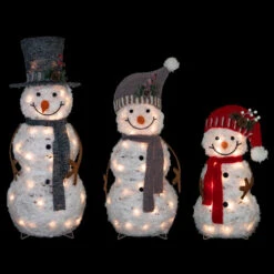 Northlight Lighted Snowman Family Outdoor Christmas Decoration - 39.5" - Warm White - Set Of 3 -Northlight Sale Store northlight h93956 on20black 95563.1667549905