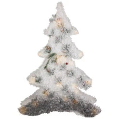 Northlight LED Lighted 2D Tinsel And Pine Christmas Tree Decoration - 27.5"