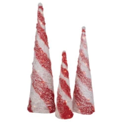 Northlight LED Lighted Snowy Candy Cane Striped Christmas Cone Trees - 3.25' - Set Of 3 -Northlight Sale Store northlight h93967 1 95989.1672391782