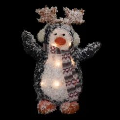 Northlight Lighted Snowy Penguin In Antler Hat Outdoor Christmas Decoration - 22" - Warm White -Northlight Sale Store northlight h93975 on20black 56483.1667549905