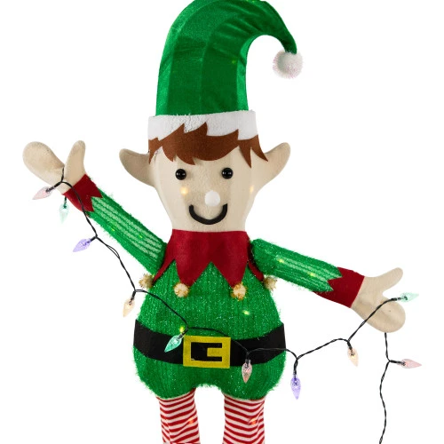 Northlight 34.25" LED Lighted Elf Holding Christmas Lights Outdoor Yard Decoration 6 Northlight 34.25" LED Lighted Elf Holding Christmas Lights Outdoor Yard Decoration - Image 6