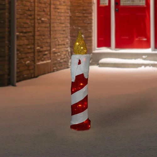 Northlight 3D LED Lighted Striped Candle Christmas Outdoor Decoration - 30" - Red And White 1 Northlight 3D LED Lighted Striped Candle Christmas Outdoor Decoration - 30" - Red And White
