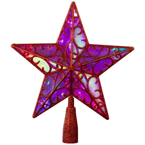 Northlight LED Lighted Star Glittered Christmas Tree Topper - 11" - Red - Multicolor Lights 2 Northlight LED Lighted Star Glittered Christmas Tree Topper - 11" - Red - Multicolor Lights - Image 2
