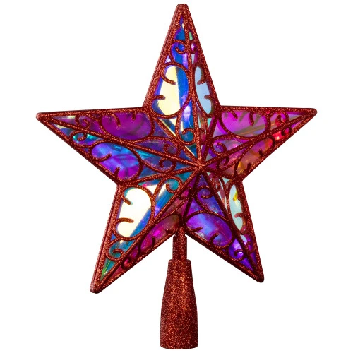 Northlight LED Lighted Star Glittered Christmas Tree Topper - 11" - Red - Multicolor Lights 4 Northlight LED Lighted Star Glittered Christmas Tree Topper - 11" - Red - Multicolor Lights - Image 4