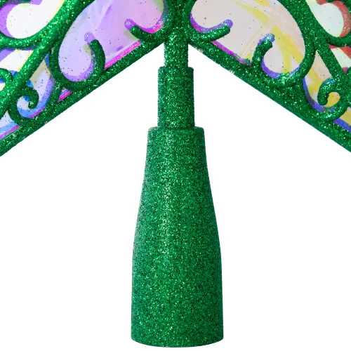 Northlight LED Lighted Glittered Star Christmas Tree Topper - 11" - Green - Multicolor Lights 6 Northlight LED Lighted Glittered Star Christmas Tree Topper - 11" - Green - Multicolor Lights - Image 6