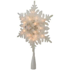 Northlight 10" Lighted White Frosted 3-D Snowflake Christmas Tree Topper - Clear Lights -Northlight Sale Store northlight ha87091 02 42787.1696436029