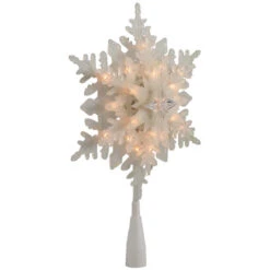 Northlight 10" Lighted White Frosted 3-D Snowflake Christmas Tree Topper - Clear Lights -Northlight Sale Store northlight ha87091 03 13106.1696436027