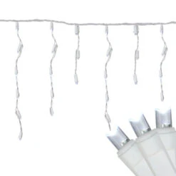 Northlight LED Wide Angle Icicle Christmas Lights - Cool White - 24.5' White Wire - 300ct
