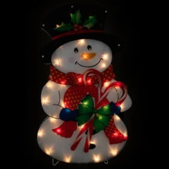 Northlight 30.5" Lighted Snowman With Candy Canes Christmas Outdoor Decoration