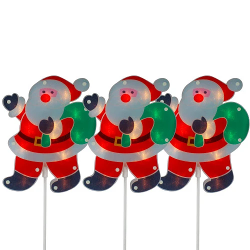 Northlight Set Of 3 Lighted Holographic Santa Claus Christmas Pathway Markers 25" 3 Northlight Set Of 3 Lighted Holographic Santa Claus Christmas Pathway Markers 25" - Image 3