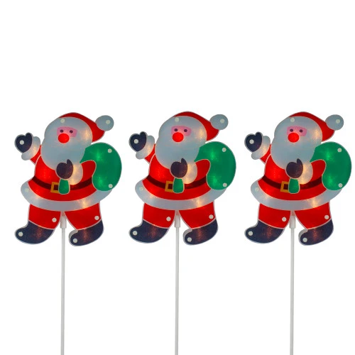 Northlight Set Of 3 Lighted Holographic Santa Claus Christmas Pathway Markers 25" 1 Northlight Set Of 3 Lighted Holographic Santa Claus Christmas Pathway Markers 25"