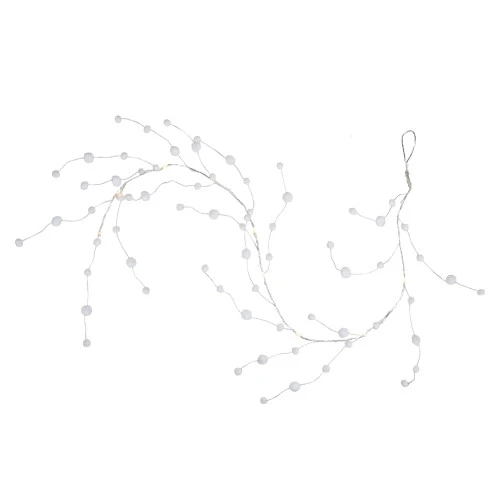 Northlight 10-Count B/O Warm White LED Pom Pom Garland Christmas Lights - 3' Clear Wire 1 Northlight 10-Count B/O Warm White LED Pom Pom Garland Christmas Lights - 3' Clear Wire