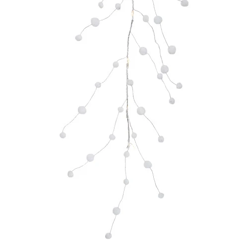 Northlight 10-Count B/O Warm White LED Pom Pom Garland Christmas Lights - 3' Clear Wire 2 Northlight 10-Count B/O Warm White LED Pom Pom Garland Christmas Lights - 3' Clear Wire - Image 2
