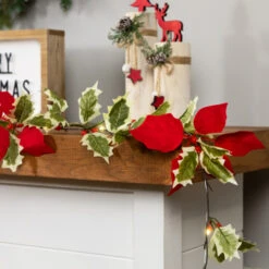 Northlight Pre-Lit Battery Operated Holly And Berry Christmas Garland - 7.5' X 5" - Warm White Lights -Northlight Sale Store northlight hc96446 styled 02 95503.1726279105