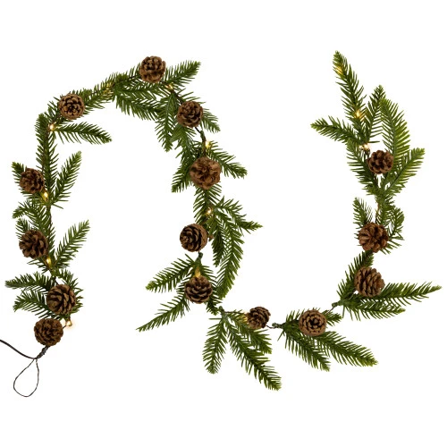 Northlight Pre-Lit B/O Pinecone And Pine Christmas Garland - 4.75' - Warm White Lights 1 Northlight Pre-Lit B/O Pinecone And Pine Christmas Garland - 4.75' - Warm White Lights
