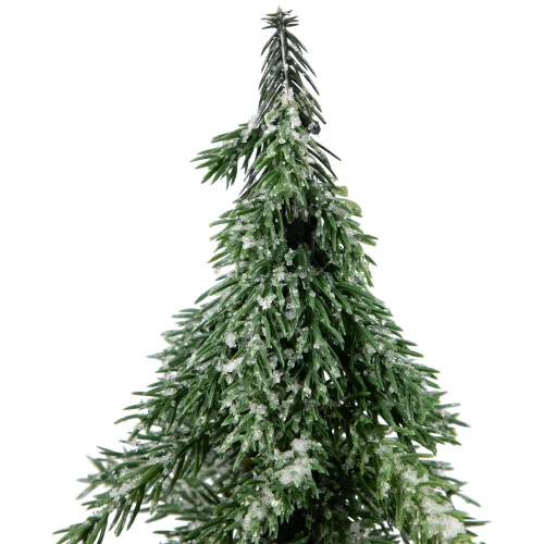 Northlight Frosted Icy Pine Christmas Tree With Jute Base - 10.5" 5 Northlight Frosted Icy Pine Christmas Tree With Jute Base - 10.5" - Image 5