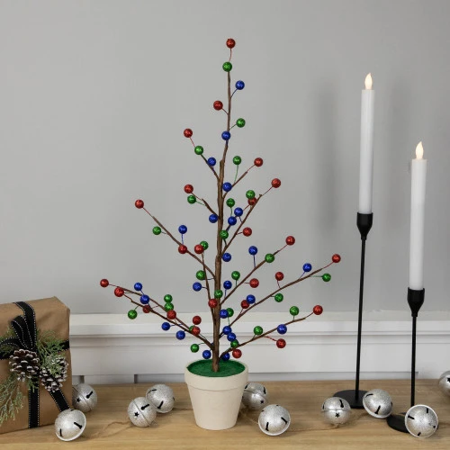 Northlight Glittered Ball Ornament Artificial Christmas Tree - Unlit - 24" 2 Northlight Glittered Ball Ornament Artificial Christmas Tree - Unlit - 24" - Image 2
