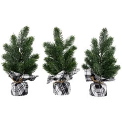 Northlight Mini Iced Pine Artificial Christmas Trees - 10" - Set Of 3