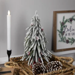 Northlight Mini Flocked Downswept Pine With Berries Artificial Christmas Tree - Unlit - 14" -Northlight Sale Store northlight hn95121 styled 01 75411.1704379351