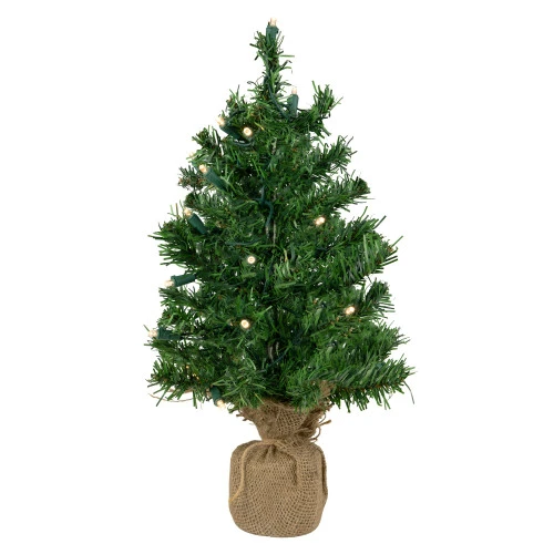 Northlight Pre-Lit Two-Tone Green Pine Artificial Christmas Tree In Burlap - 18" - Clear LED Lights 1 Northlight Pre-Lit Two-Tone Green Pine Artificial Christmas Tree In Burlap - 18" - Clear LED Lights