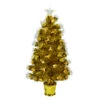 Northlight 3' Pre-Lit Gold Fiber Optic Artificial Christmas Tree, White Lights