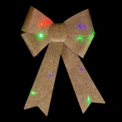 Northlight 16" LED Lighted Gold Glitter Burlap Bow Christmas Decoration With Color Changing Lights -Northlight Sale Store northlight j93095 1 44451.1661885733