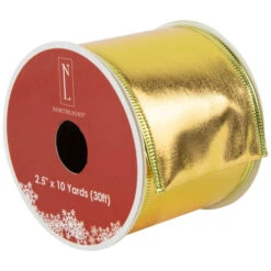 Northlight Shimmering Gold Metallic Wired Craft Christmas Ribbon 2.5" X 10 Yards