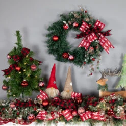 Northlight Red And White Christmas Tree Wired Craft Ribbon 2.5" X 10 Yards -Northlight Sale Store northlight j994362c20j99460 styled 32165.1697906051