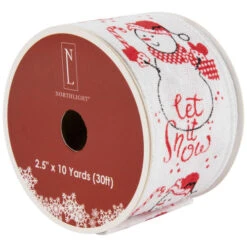 Northlight Snowman "Let It Snow" Wired Craft Christmas Ribbon 2.5" X 10 Yards
