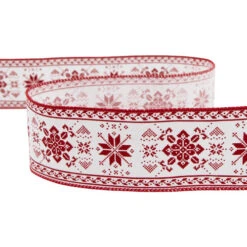 Northlight Red And White Knit Pattern Wired Craft Christmas Ribbon 2.5" X 10 Yards -Northlight Sale Store northlight j99457 04 97284.1697906055