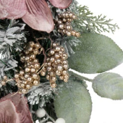 Northlight Pink Floral And Ball Ornament Frosted Pine Artificial Christmas Wreath, 24-Inch, Unlit -Northlight Sale Store northlight jy99526 3 15816.1701796957