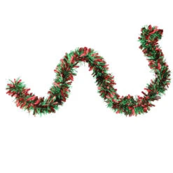Northlight Wide Cut Tinsel Commercial Christmas Garland - 50' X 3" - Red And Green - Unlit