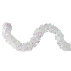 Northlight 12' X 3" Iridescent And Snowblush Wide Cut Tinsel Christmas Garland - Unlit