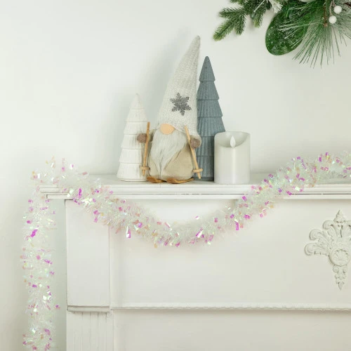 Northlight 12' X 3" Iridescent And Snowblush Wide Cut Tinsel Christmas Garland - Unlit 2 Northlight 12' X 3" Iridescent And Snowblush Wide Cut Tinsel Christmas Garland - Unlit - Image 2