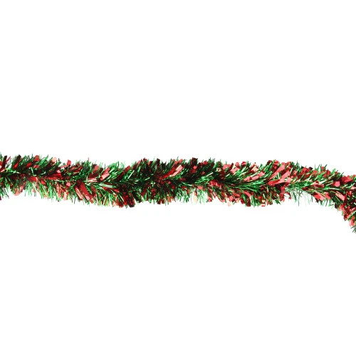 Northlight 12' Red And Green Wide Cut Christmas Tinsel Garland - Unlit 2 Northlight 12' Red And Green Wide Cut Christmas Tinsel Garland - Unlit - Image 2
