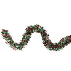 Northlight 12' X 4" Green And Red Tinsel Artificial Christmas Garland - Unlit