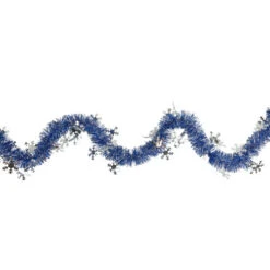Northlight Commercial Christmas Tinsel Snowflake Garland - 50' X 2" - Royal Blue And Silver - Unlit