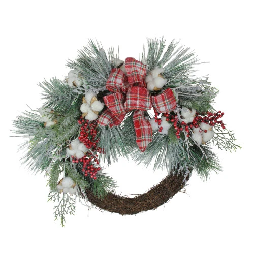 Northlight Real Touch™? Iced Mixed Pine And Holly Berry Artificial Christmas Wreath - 24" - Unlit 2 Northlight Real Touch™? Iced Mixed Pine And Holly Berry Artificial Christmas Wreath - 24" - Unlit - Image 2